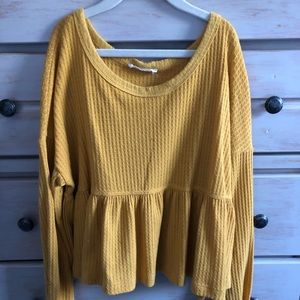 long sleeve knit peplum top